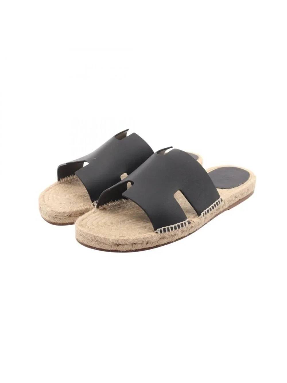 Hermes Sandals Antigua Leather Beige Black